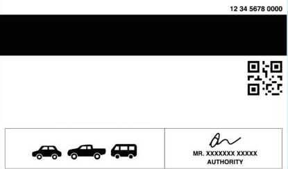 Driver's license for car Back side